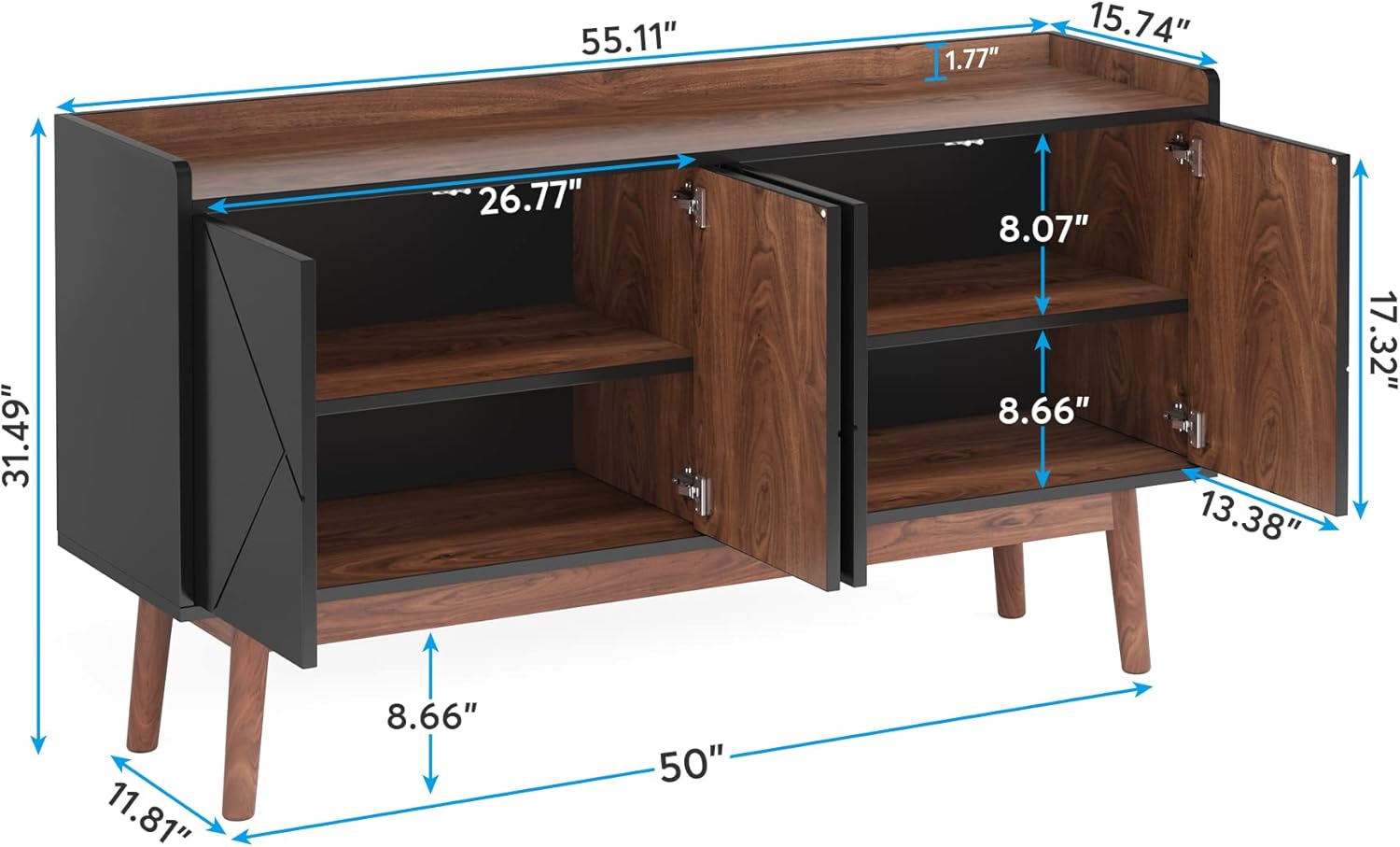Tribesigns Sideboard Buffet Cabinet with Storage 55