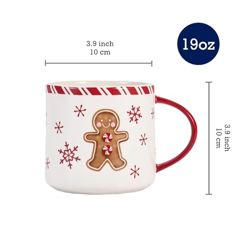 Bico Toile De Jouy Winter Wonderland Ceramic Mug Set of 4, Christmas Coffee Mugs, 16oz Holiday Cups for Tea, Cocoa, or Hot Drinks, Microwave & Dishwasher Safe