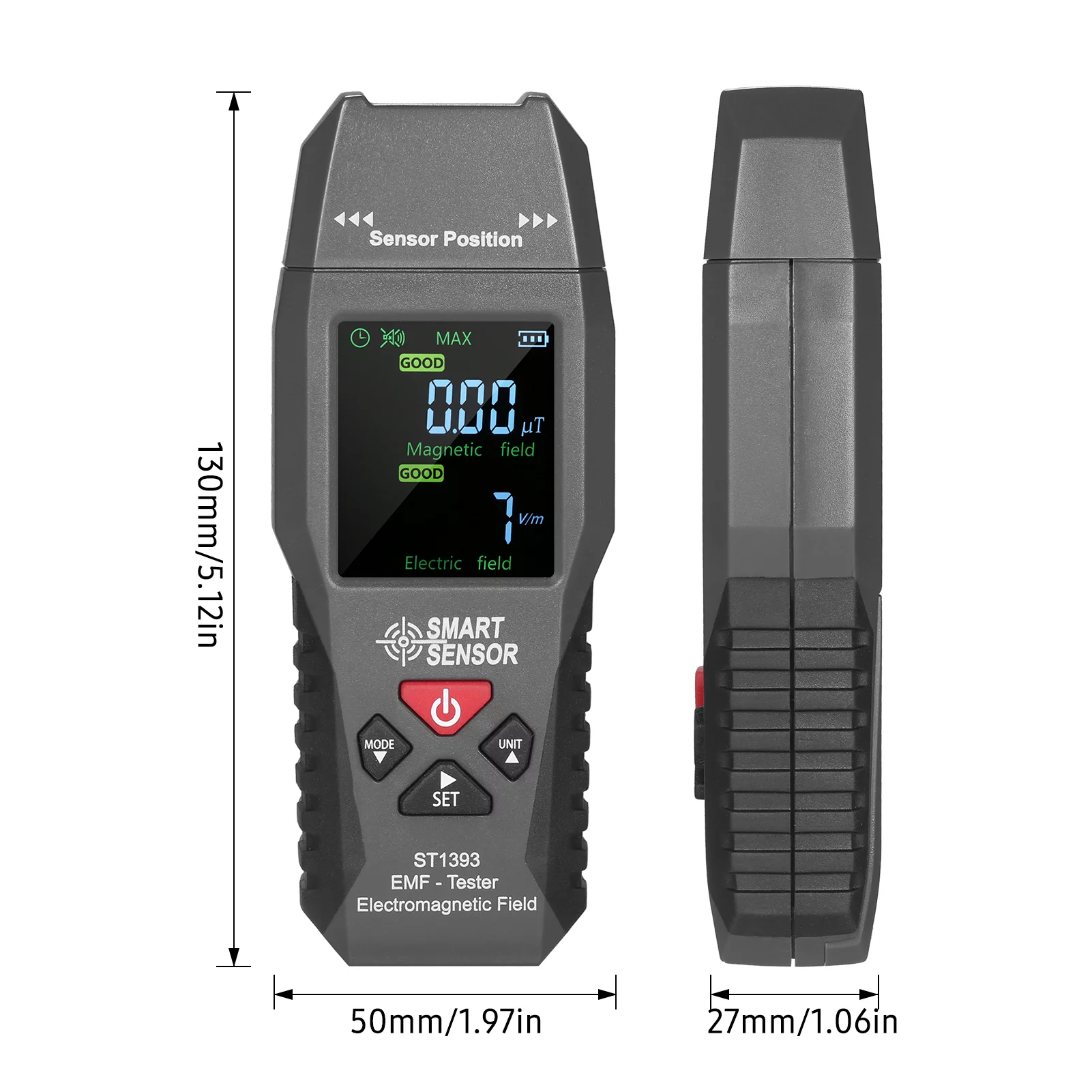 Smart Sensor ST1393 EMF Meter by Lepmerk, Handheld Digital LCD Radiation Tester for Electromagnetic Fields