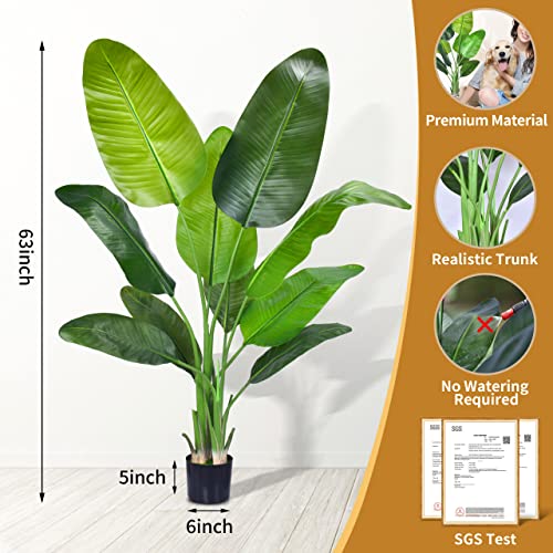 Artificial Areca Palm Tree - Fake Plants Bird of Paradise Palm Tree Faux Tropical Palm Potted Dypsis Lutescens for Home Office Decor Housewarming Gift (6FT-1Pack, Areca Palm Plant)