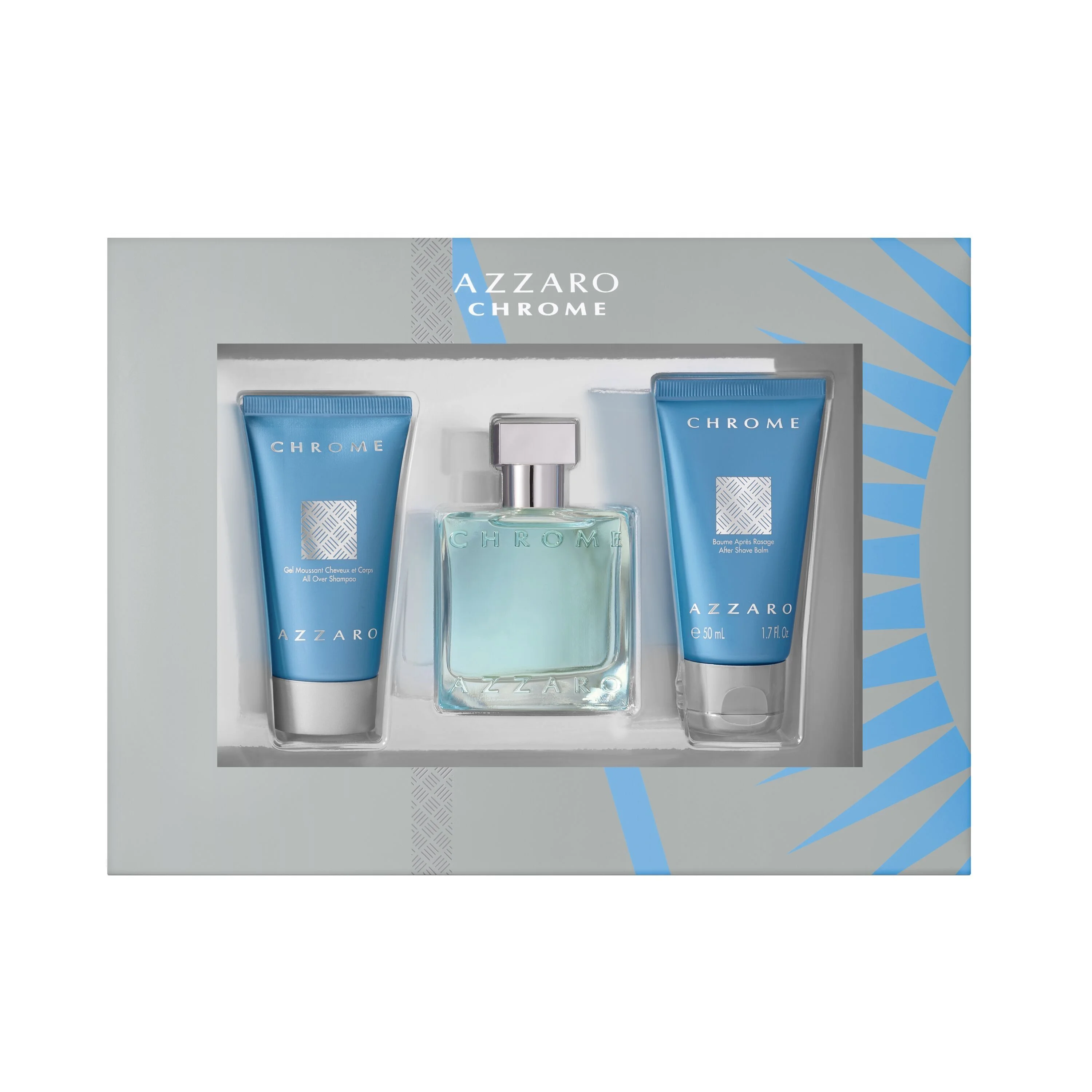 Azzaro Chrome Cologne Gift Set for Men, 3 Piece