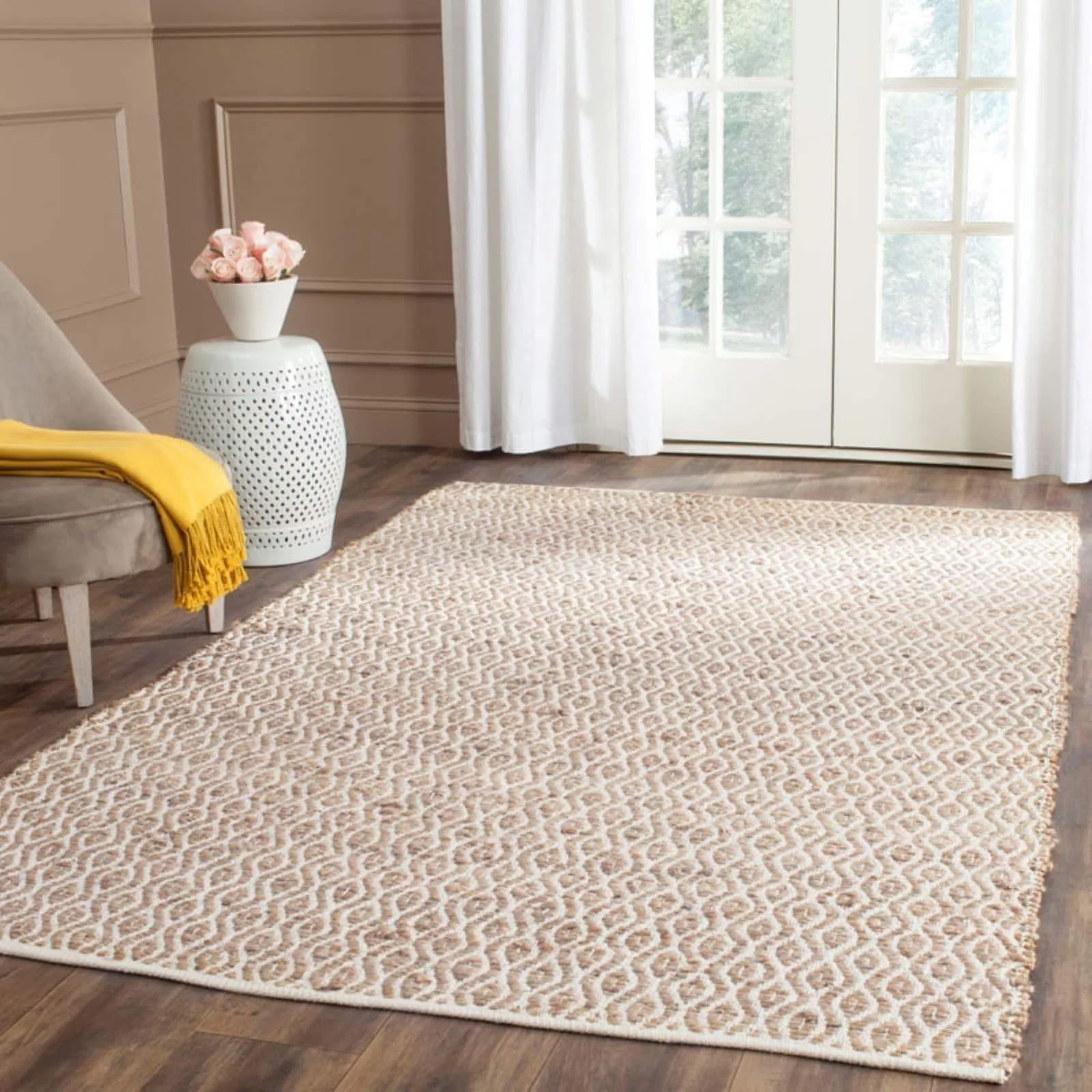 SAFAVIEH Cape Cod Lynwood Braided Geometric Area Rug, 3' x 5', Silver/Natural