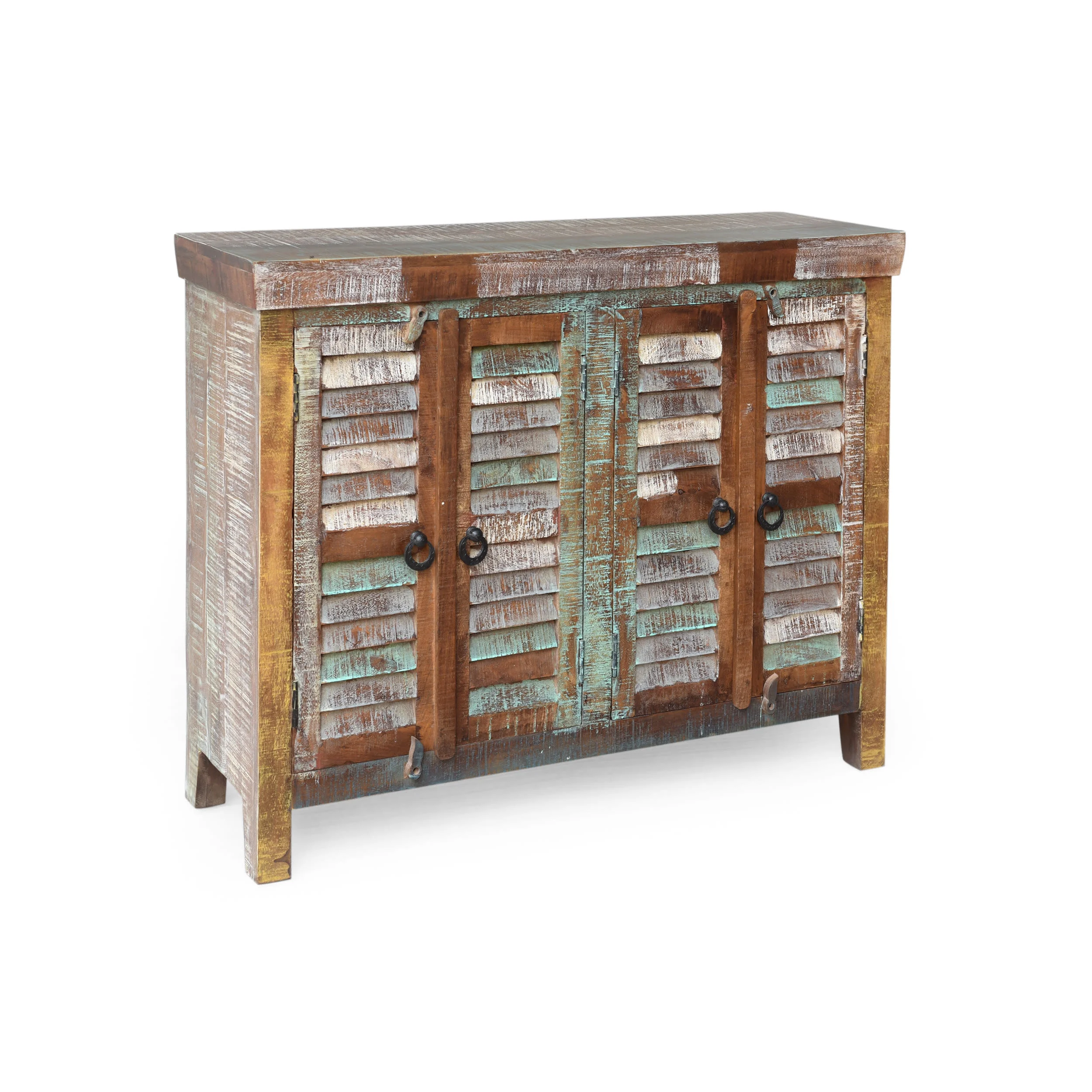 GDF Studio Alnoor Boho Handmade Recycled Wood Cabinet, Reclaimed Finish