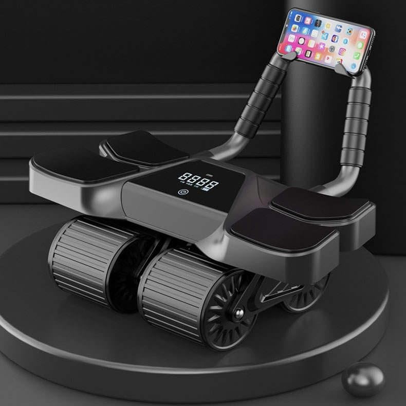 2025 New 4-Wheel Abdominal Roller with Elbow Support : Latest Upgraded High-Performance Exercise Machine With Automatic Rebound, Multi- layered Anti-Slip Design with Calorie Counting LCD Screen (Set of 13)