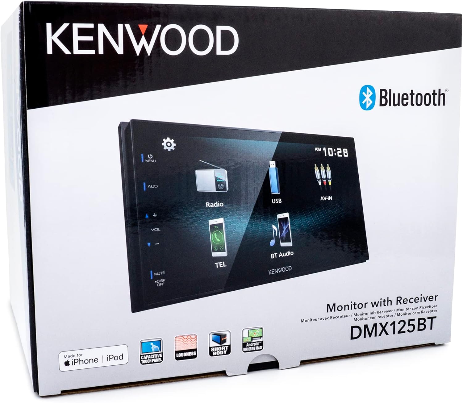 KENWOOD DMX125BT 6.8 Inch LCD Touchscreen Digital Media Car Stereo, Bluetooth Audio and Hands Free Calling, Double Din, USB, Rear Camera Input, AM/FM Radio