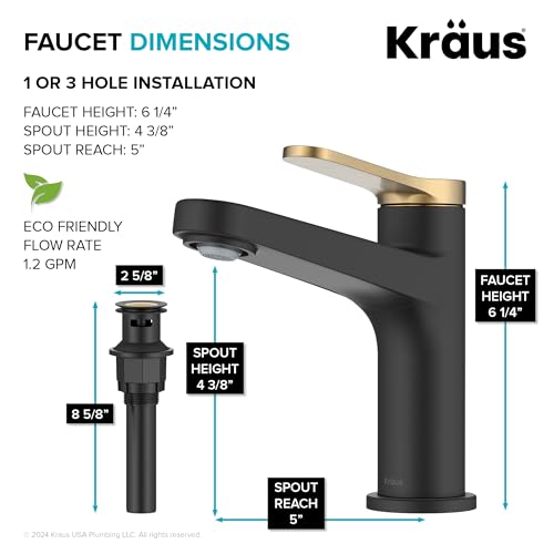 KRAUS Indy Single Handle One Hole Bathroom Sink Faucet in Chrome, KBF-1411CH