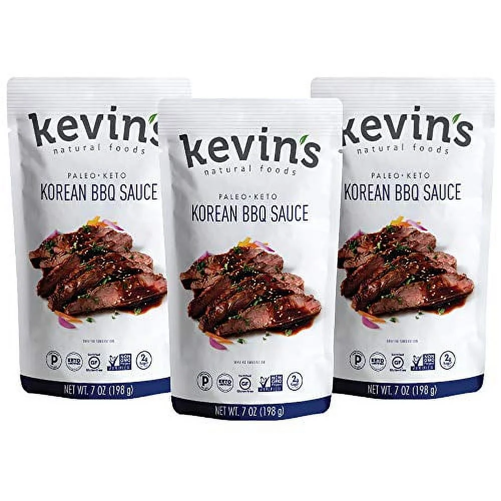 Kevin's Natural Foods Korean BBQ Sauce - Keto and Paleo Simmer Sauce - Stir-Fry Sauce, Gluten Free, No Preservatives, Non-GMO - 3 Pack (Korean BBQ)