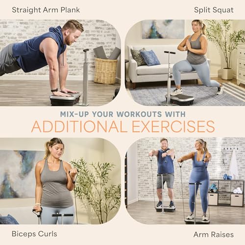 Lifepro TrimLite Vibration Plate Exercise Machine with Handlebars – Whole Body Vibration Machine, Ideal Lymphatic Drainage Massager – 99 Speed Levels, Bluetooth Speaker, Resistance Bands & Remote