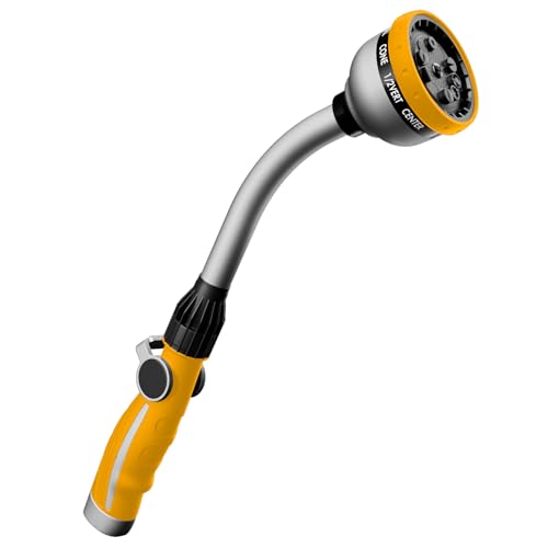 RESTMO Watering Wand Heavy Duty, Metal Garden Hose Wand with 10 Spray Patterns, 15-Inch Long Hose Nozzle Sprayer with Thumb Flow Control, Ideal to Water Hanging Baskets and Shrubs