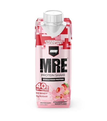 REDCON1 MRE Ready to Drink Protein Shakes, Cookies & Cream - Lactose + Whey Free RTD Protein Made with Real Whole Food Protein Blends - Keto-Friendly and Easy to Digest Nutritional Shake (12 Pack)