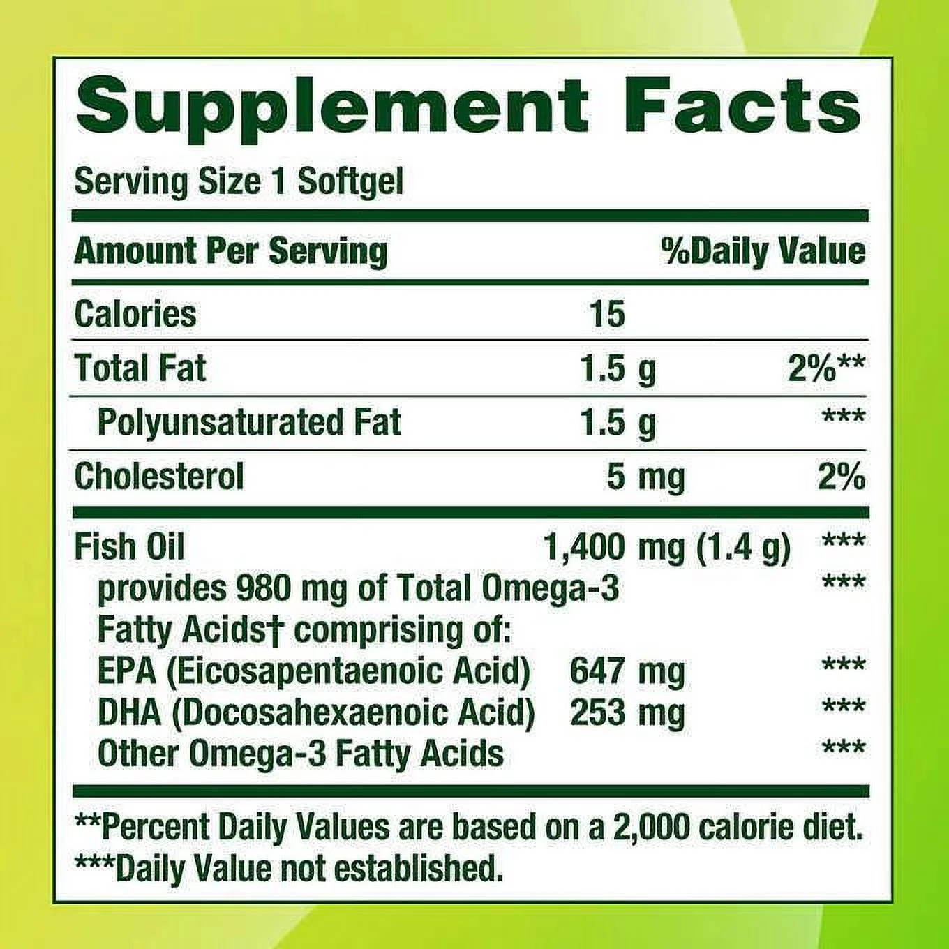 Nature's Bounty Fish Oil 1400 mg., 130 Softgels  980 mg Of Omega-3