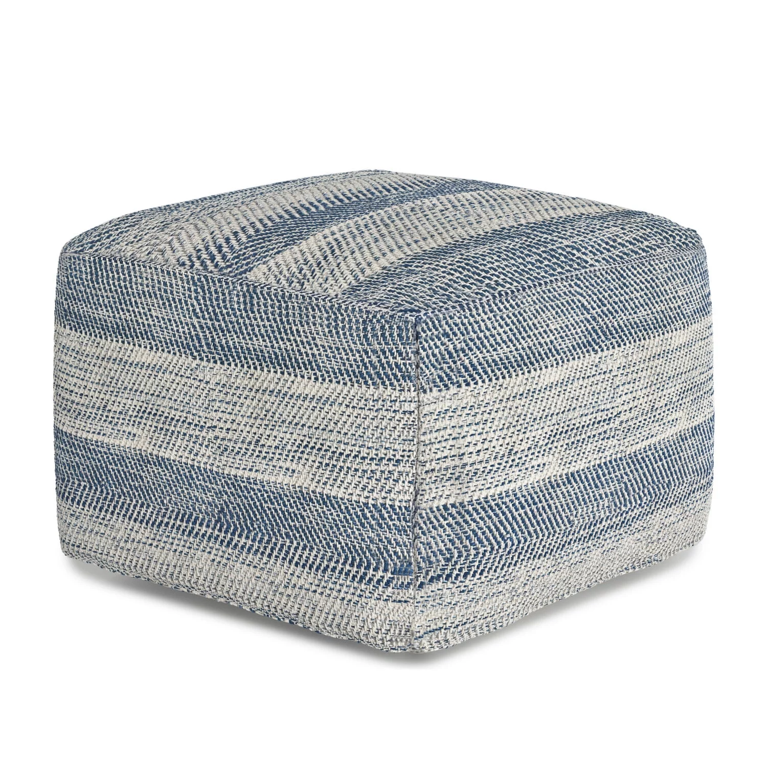 Clay Boho Square Pouf in Patterened Teal Melange Cotton