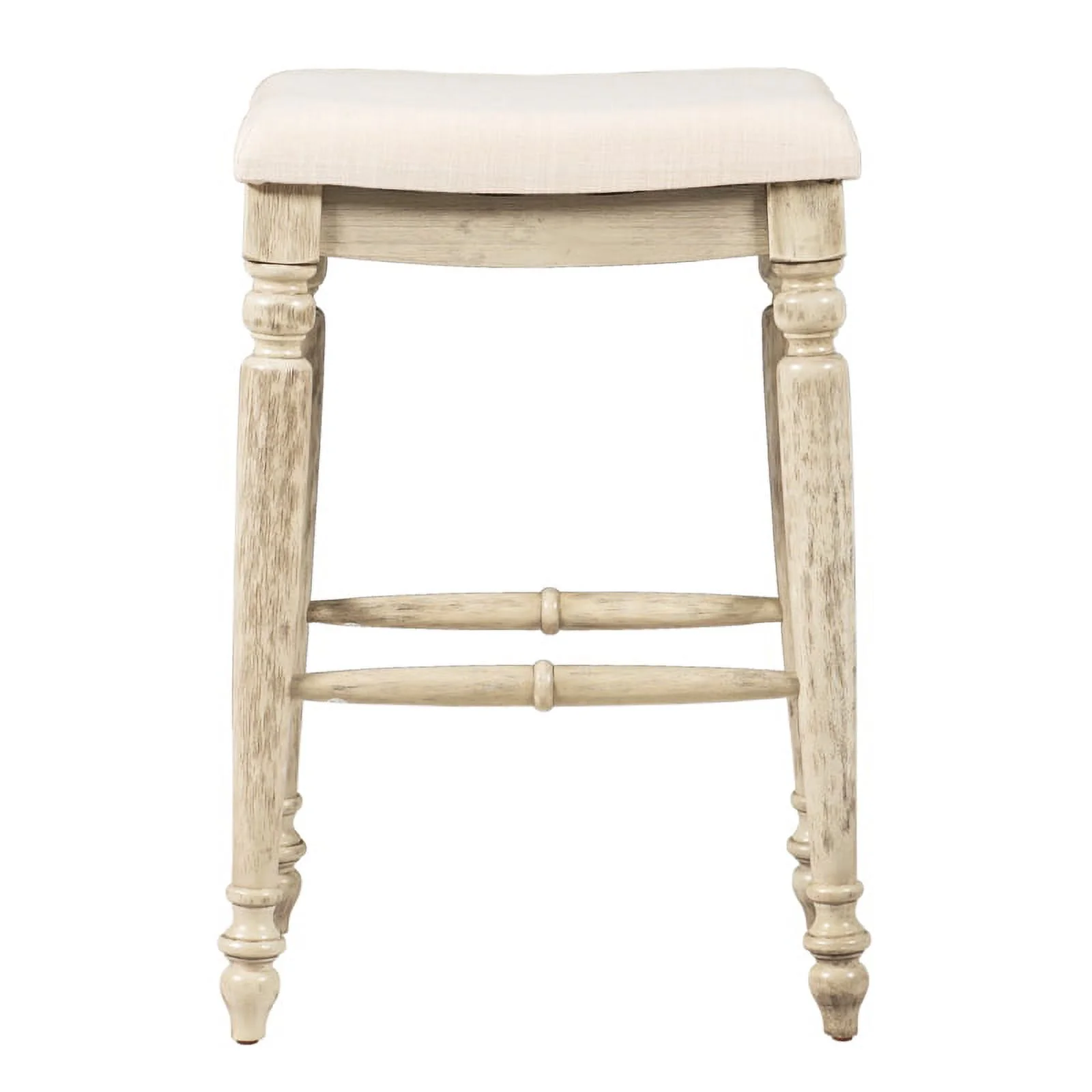 Home Square 2 Piece Backless Wood Bar Stool Set in White Wash