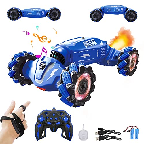 Upgraded Hand Gesture Sensing RC Stunt Car with Lights Music, Spray Drift Hand Gesture RC Car 360° Spins All Terrains Hand Controlled Truck Toys for 6 7 8 9 10 Year Old Boys