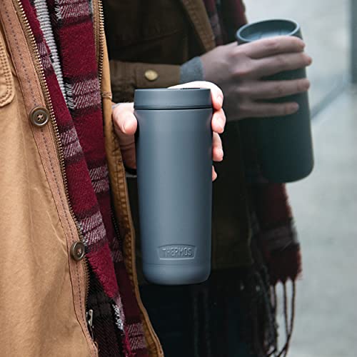 THERMOS ALTA SERIES Stainless Steel Tumbler 18 Ounce, Matte Steel/Espresso Black