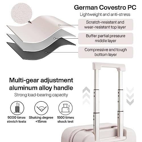 mixi Upgrade Carry on Luggage 14 Inch Underseat Personal Item Suitcases with Spinner Wheels, Hardside Rolling Suitcase PC with TSA Lock Lightweight Travel Case, Fine Grid Black