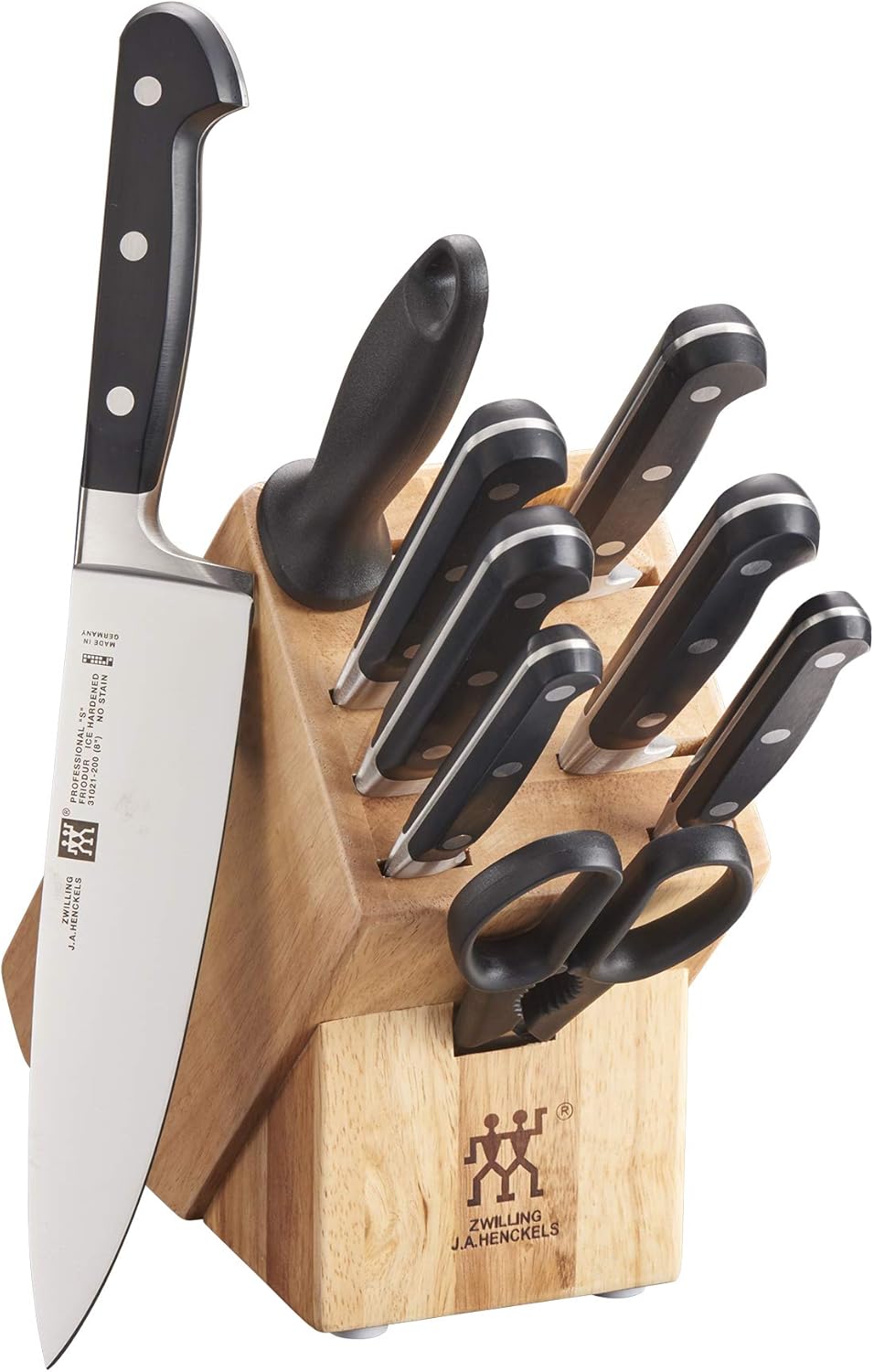 ZWILLING Professional S 10-Piece Razor-Sharp German Block Knife Set, Made in Company-Owned German Factory with Special Formula Steel perfected for almost 300 Years, Dishwasher Safe