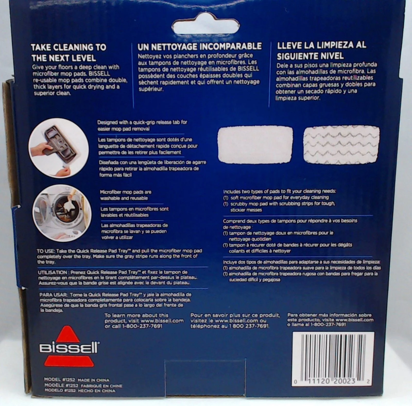 1252, Symphony Hard Floor Vacuum & Steam Mop Pad Kit, Fits Bissell 1632 Models