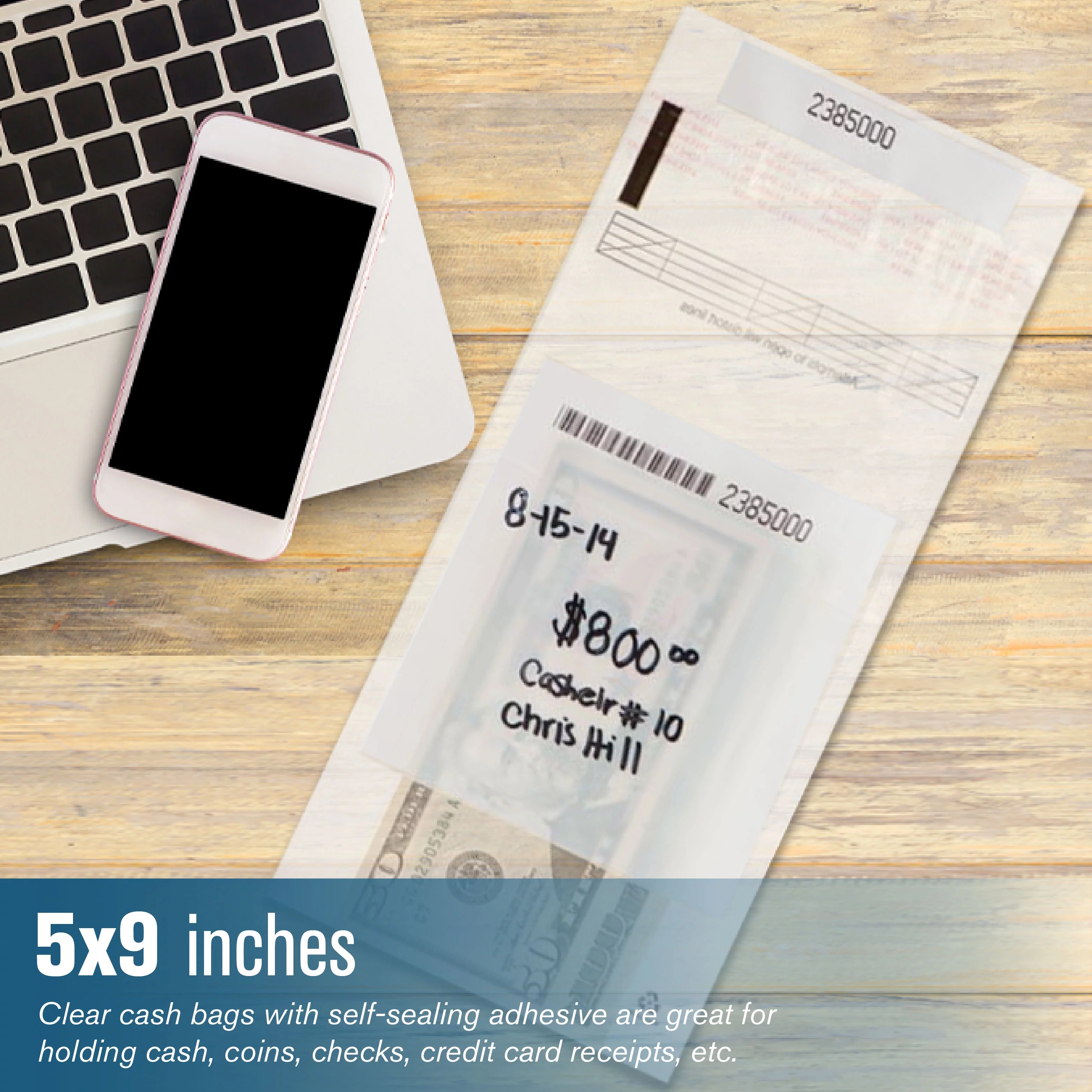 BankSupplies  Cash Strap Bags | Case of 1000 Bags | 5 x 9 | Cash & Pawn | 