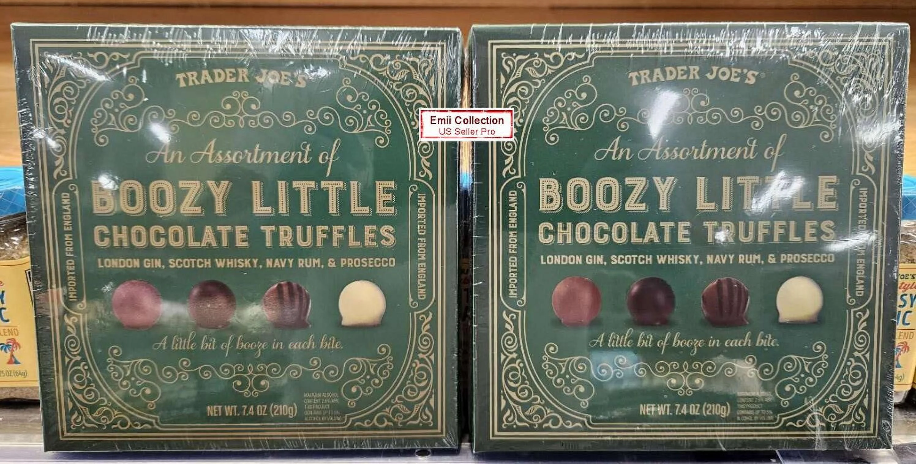 Trader Joe's An Assortment of BOOZY LITTLE Chocolate Truffles 7.4oz 210g (2 Boxes)