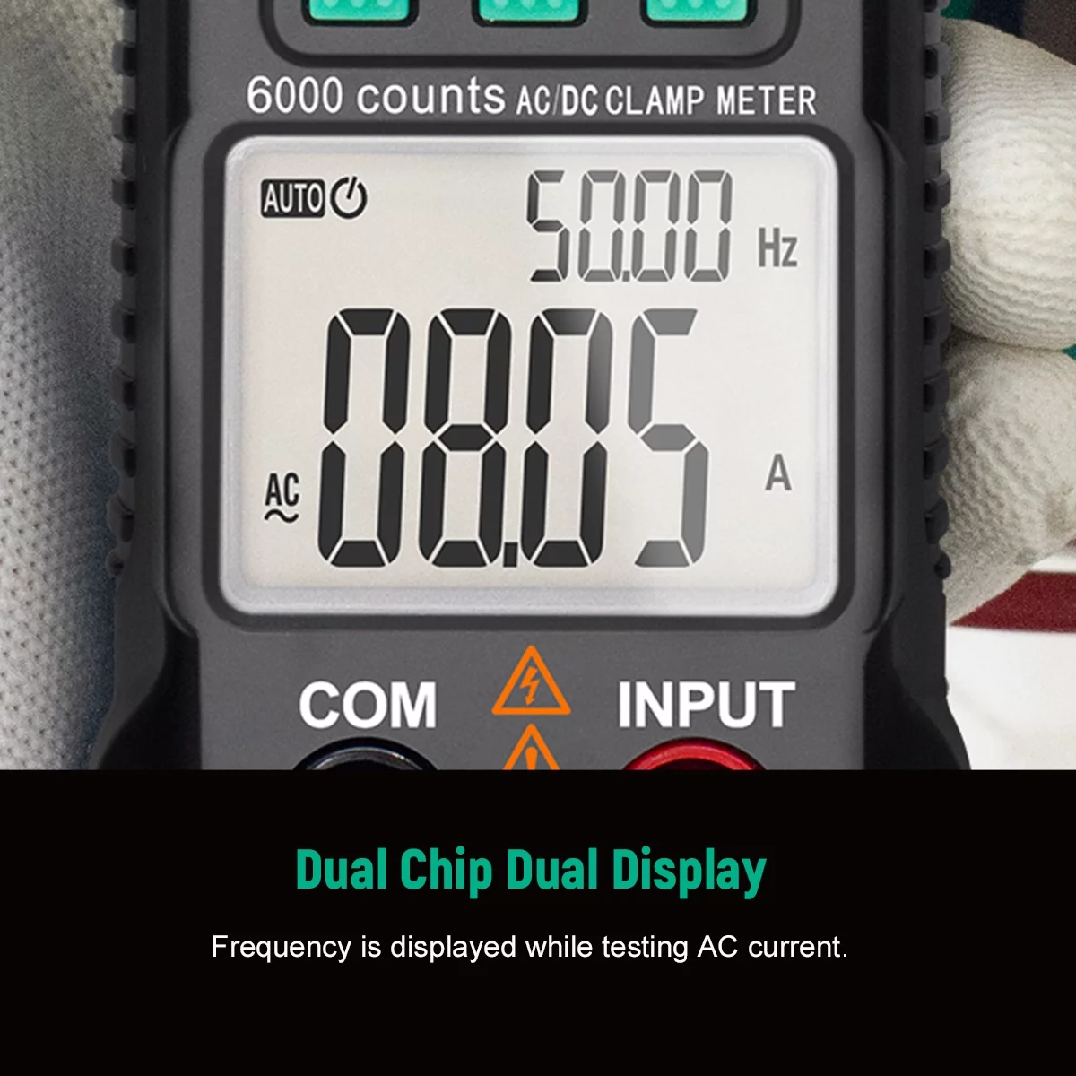 FUYI AC DC Inrush Current Clamp Meter 6000 Count Automatic Clamp Multimeter Testing Multifunctional Dual Display True RMS AC DC Surge Current Clamp Ammeter Clamp Gauge Black FY219