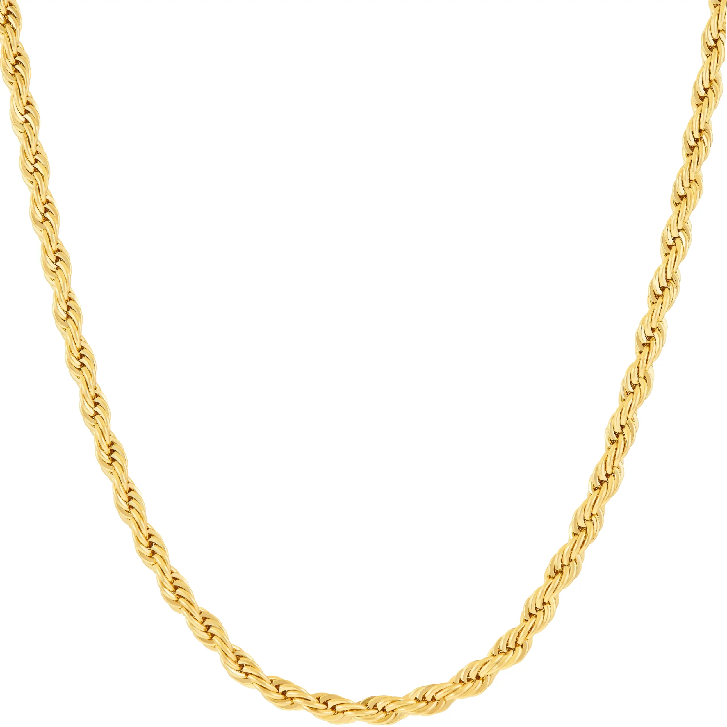 LIFETIME JEWELRY 3mm Rope Chain Necklace 24k Real Gold Plated-Women and Men (24 mm)