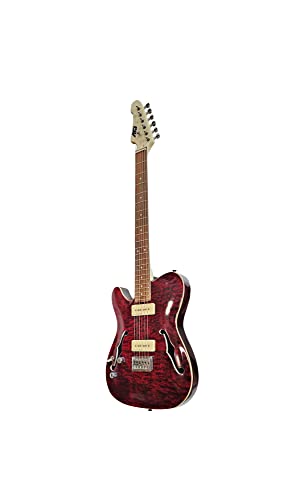 IYV 6 String Semi-Hollow-Body Electric Guitar, Left, Cherry Red (ITF-450 LH)