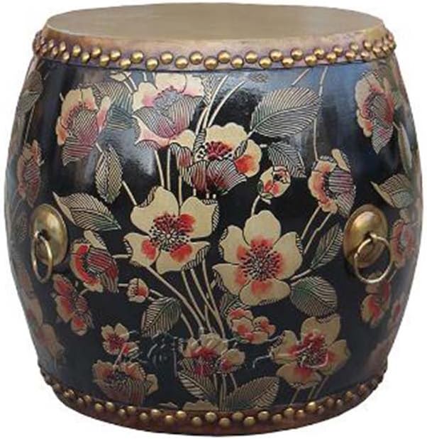 ZHANGRONG- New Chinese Drum Bench Cow Wood Solid Change Shoe Stool Painted Furniture And Other Chairs Sofa Stool Creative Dressing Stool (A Variety Of Sizes, Style Optional)