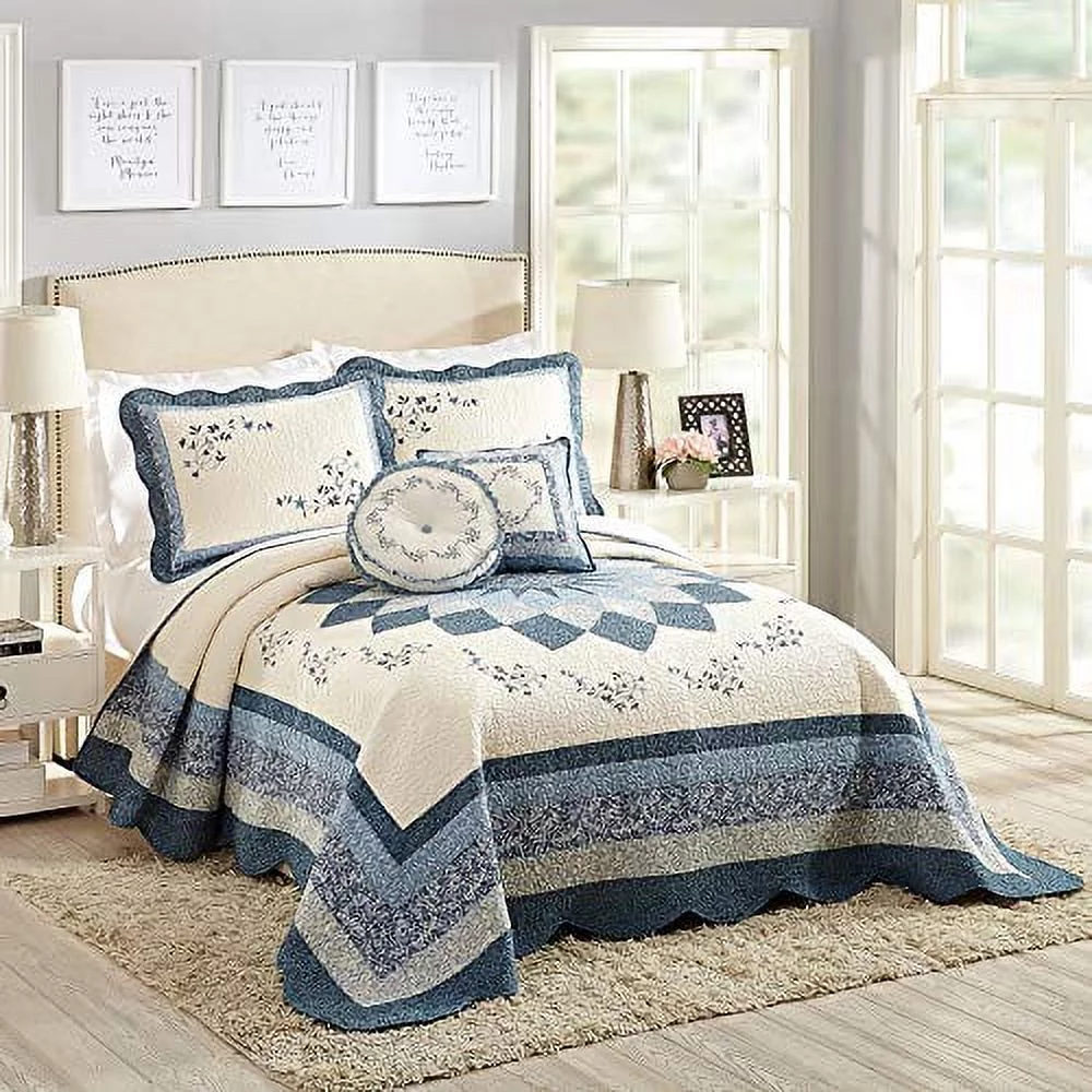 Modern Heirloom Charlotte Bedspread, Full, Blue