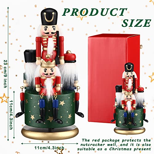 Jetec Nutcracker Music Box Wooden Nutcracker Soldier Toy Handmade Nutcracker Figures Christmas Nutcrackers Soldiers Wind up Musical Box Clockwork Christmas Music Box for Gift Home Decor (Fresh Style)