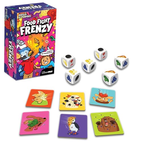 Food Fight Frenzy - Fun & Fast-Paced Family Dice Game Rolls, Pattern Matching, and Dice Game for 2-6 Players, 72 Tiles & 13 Oversized Dice, Family Party Game
