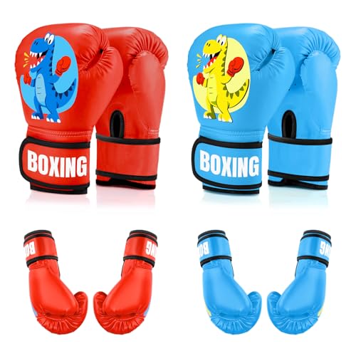 2 Pair Boxing Gloves for Boys and Girls Age 3 to 9 Years, Kids Boxing Training Gloves for Beginners & Kids, MMA Sparring Gloves for Punching Bag Kickboxing Muay Thai