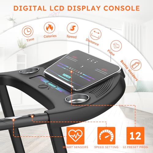 Treadmill 300 LBS Capacity, Folding Treadmills for Home Max 2.5 HP Electric Treadmill with Incline for Running and Walking Jogging Exercise with LED Display