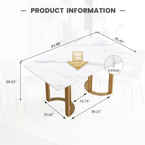 Modern Rectangle Marble Dining Table,63