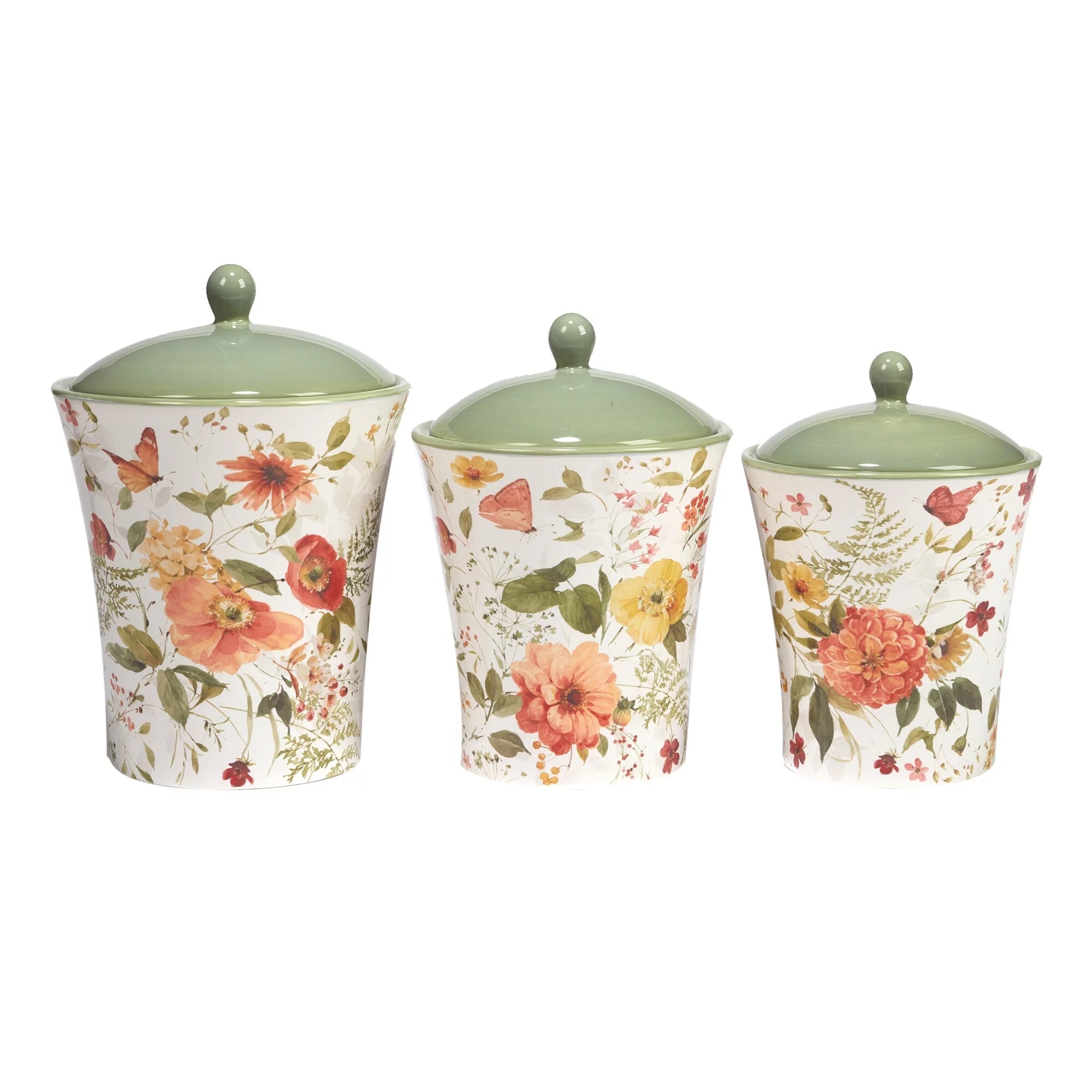 Certified International  Nature's Song 3 piece Canister Set, 54 oz., 72 oz., 104 oz. - 54 oz., 72 oz., 104 oz.