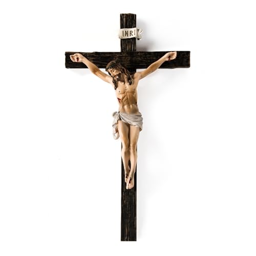 TALPGOD Crucifix Wall Cross,Jesus Cross Home Décor,Jesus Statue Catholic Hanging Crosses for Wall Art,Religious Wall Crucifix Decor,Crucifijos Catolicos Crosses Wall Decor 10 Inch
