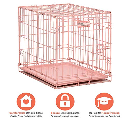 MidWest Homes for Pets Newly Enhanced Single & Double Door iCrate Dog Crate, Includes Leak-Proof Pan, Floor Protecting Feet, Divider Panel & New Patented Features