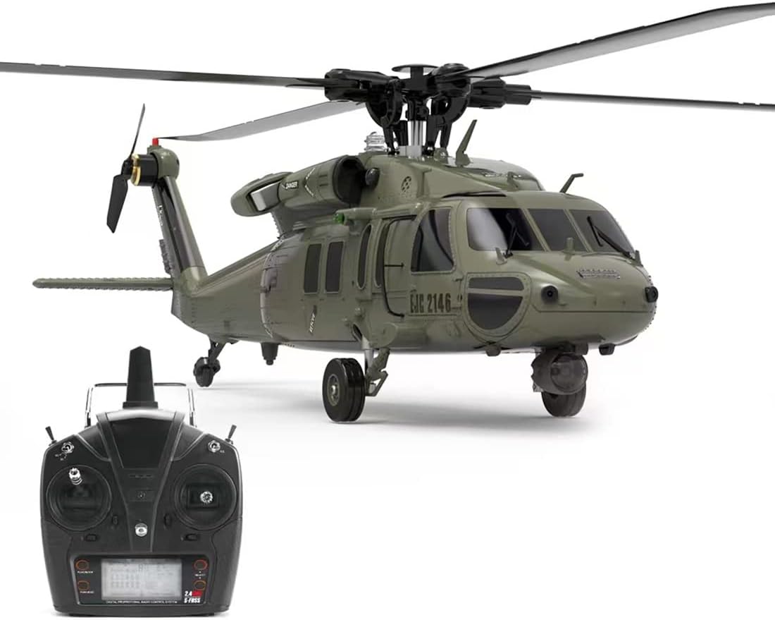 MAYS RC Helicopter for Adults, F09 1/47 2.4G 6CH Brushless Direct Drive Remote Control Military Helicopter for American UH60-Black Hawk Helicopter (RTF Edition)