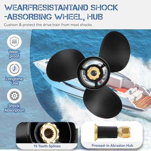 13 1/4x17 Pitch 48-77344A45 OEM Upgrade Aluminium Boat Propeller fit Mercury Outboard Motos 60 75 90 100 115 Hp,15 Spline Tooth,Hub Kits Included,Rh,13.25 x 17p