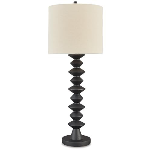 Signature Design by Ashley Luanndon Modern Polyresin Buffet Lamp with 3-Way Switch, Black & Beige