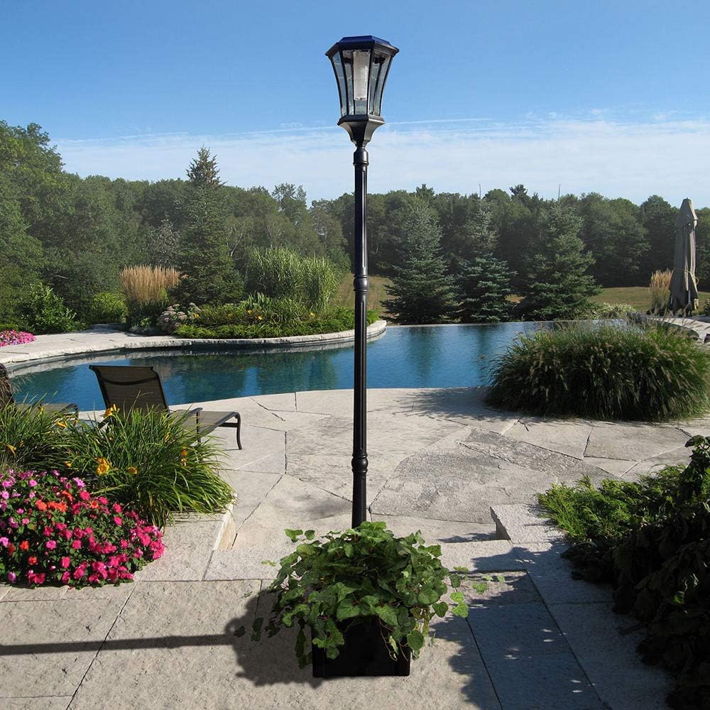 Sun-Ray Abigail Solar Lamp Post with Planter in Black