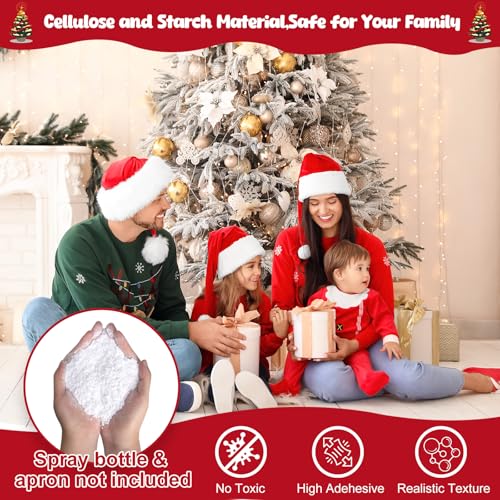 PJT 5LB Snow Flocking Powder,Self-Adhesive Fake Snow Flock for Christmas Tree,Instant Artificial Flocking Spray Powder for Winter Xmas Artificial Tree Wreath Garland Crafts Home Display