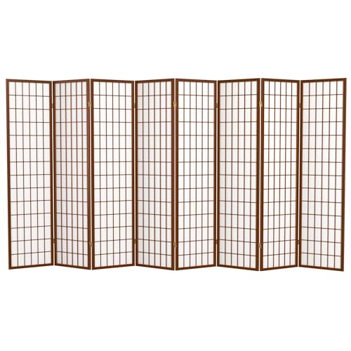 Red Lantern 6 ft. Tall Window Pane Shoji Screen-Natural-4 Panels Room Divider