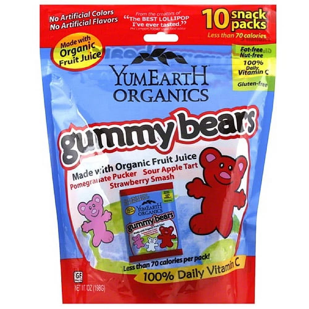 YumEarth Organics Gummy Bears, 7 oz, (Pack of 12)