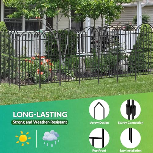 CADUKE Decorative Garden Fence and Fencing 10 Pack, 39in(H) x 10.5ft(L) Rustproof Wire Fence Panels for Dogs, Animal Barrier Fence Flower Edging for Yard, Patio, Outdoor, Arched