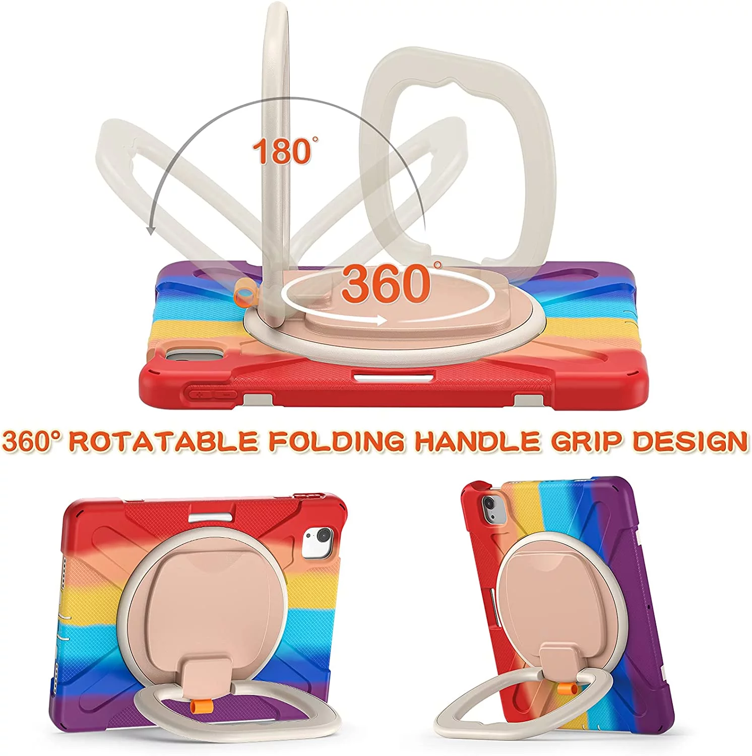 iPad Air4 2020/Air5 2022 Case iPad Pro11 case 4th/ 3rd / 2nd Generation 360°Rotatable Stand Shoulder Strap Pencil Holder Heavy Duty Shockproof Silicone Protective Case