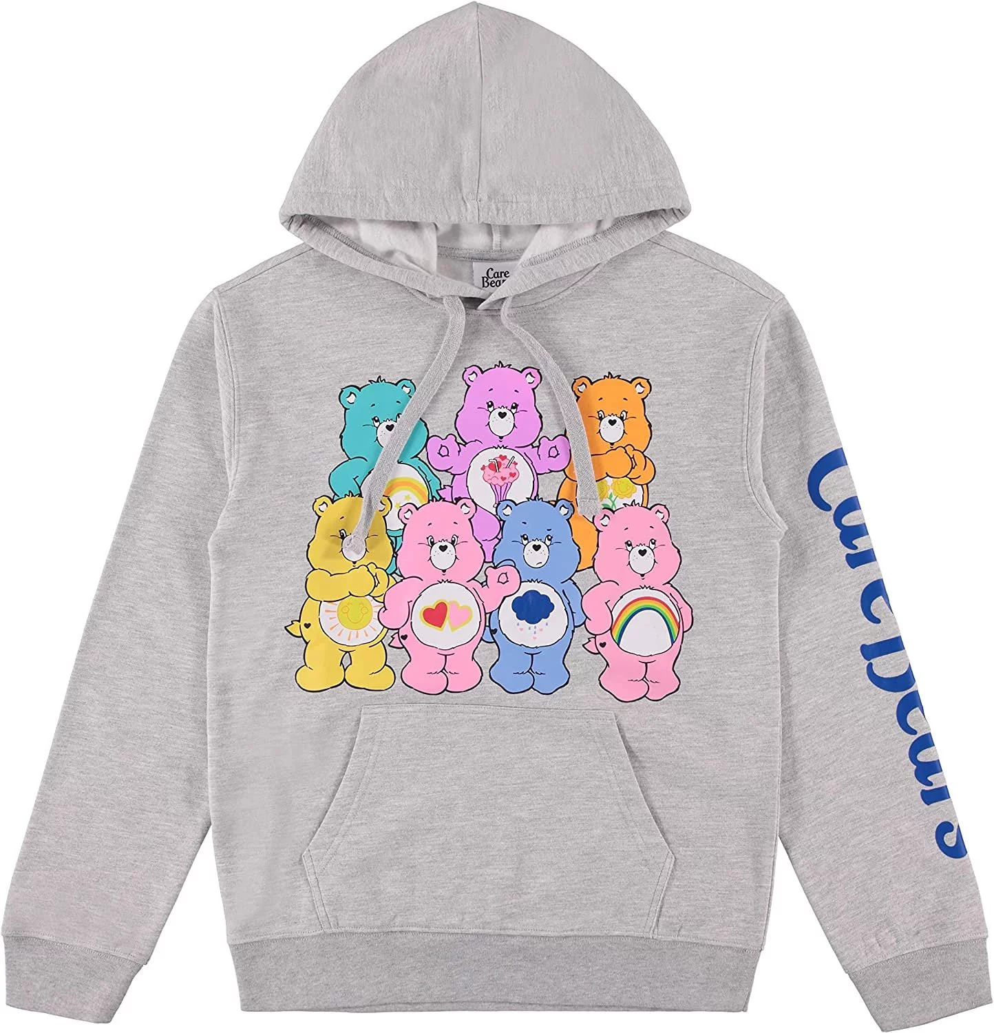 Care Bears Ladies Hoodie, Cheer Friends Group Sweatshirt Heather Grey - XL