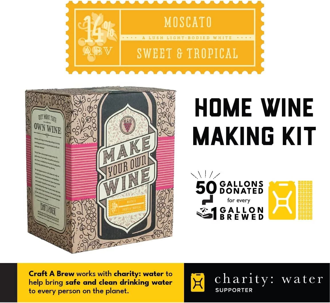 Craft a Brew | Moscato Wine Making Kit | 1 Gallon | Easy DIY Brewer's Set with Ingredients, Supplies & Equipment | Ultimate Home Wine Brewer Experience