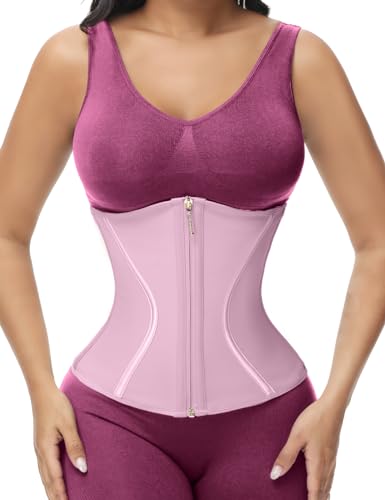 SHAPSHE Short Torso Waist Trainer for Women Corset Waist Cincher Warp Body Shaper Waist slimming with Zipper Hooks