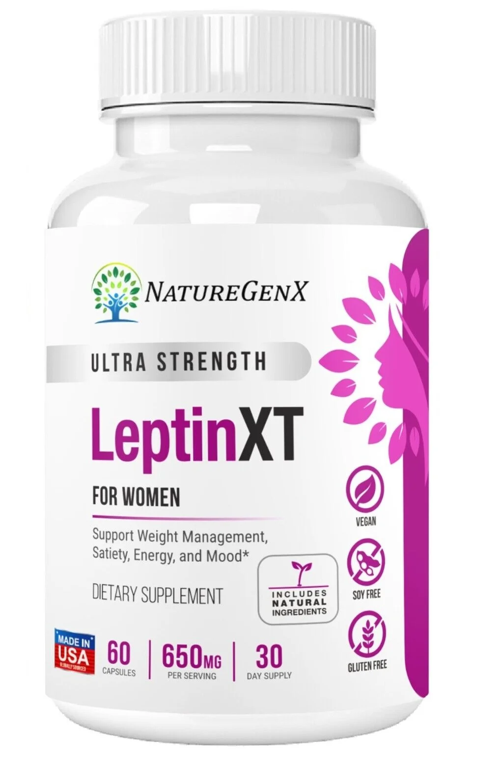 LEPTIN XT 650 MG - Diet Pills that Work, Leptin Supplements for Weight Loss for Women - 60 Capsules